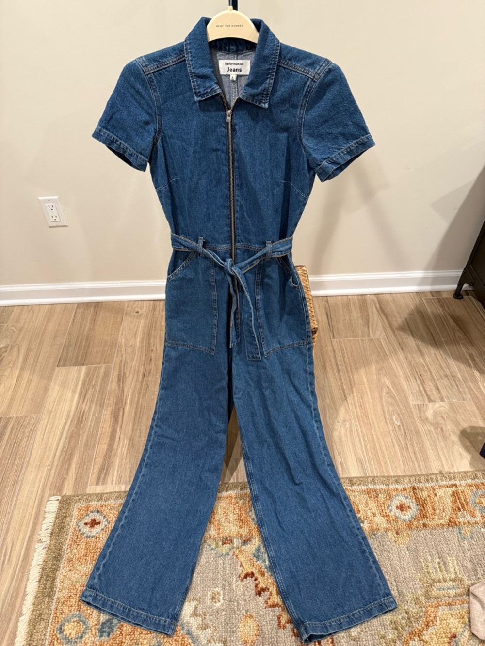 Reformation Denim wide leg Zip-Front Jumpsuit